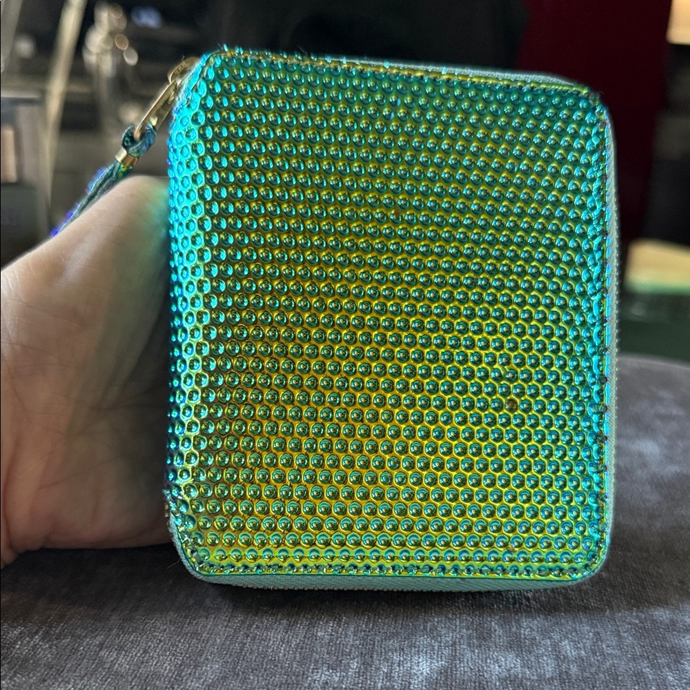Comme des Garcons Turquoise and Gold Textured Wallet.Very stunning and beautiful